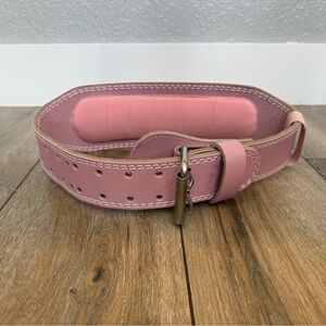 Pink Leather Weightlifting Belt